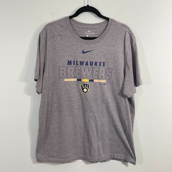 Nike Tee Men's Grey MLB Milwaukee Brewster Graphics Tee Size XL - Picture 1 of 8